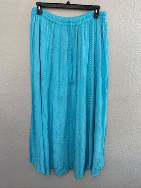 NWT Holy Clothing Turquoise Embroidered Maxi Skirt Size L/XL